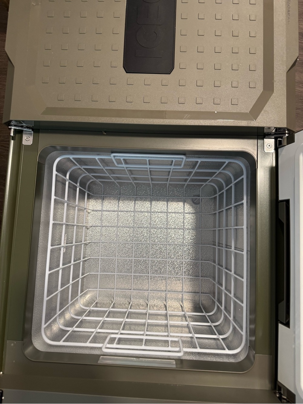 iceco 75vl pro refrigerator dual zone green adjustable setting with plastic wrap